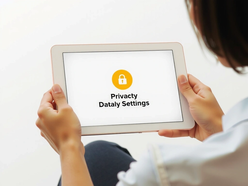 A person reviewing privacy settings on a tablet, symbolizing data protection and user control.
